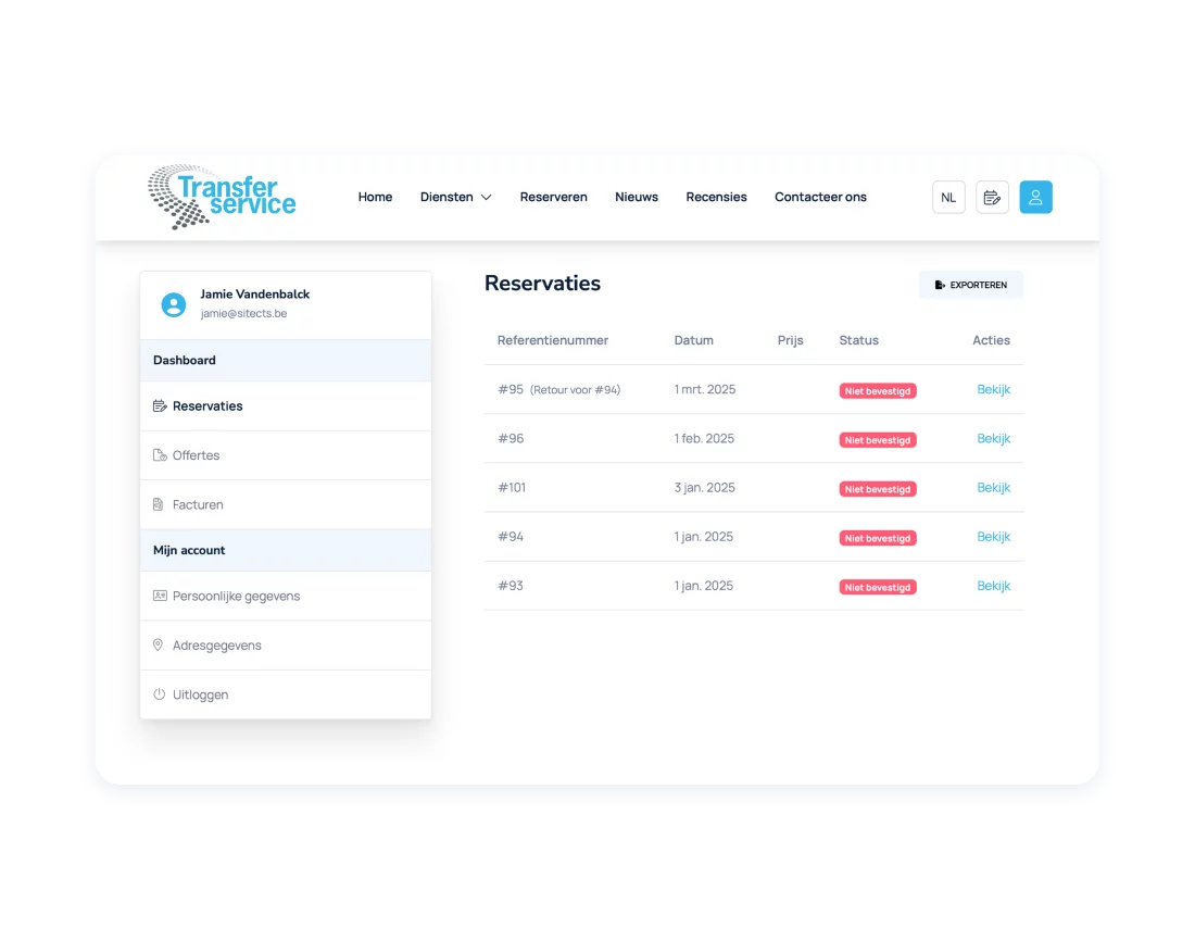Transferservice: Ontwikkeling van een meertalige reservatiesysteem voor Transferservice